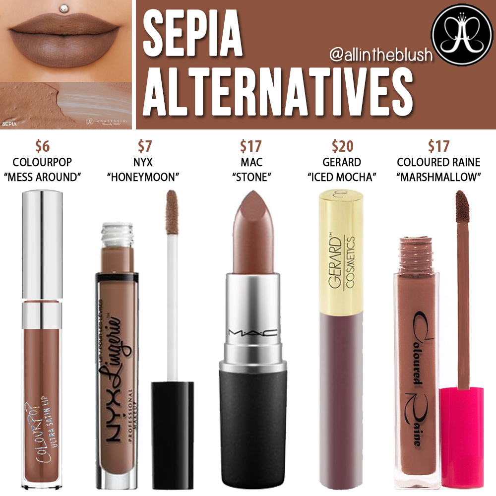 Anastasia Beverly Hills Sepia Liquid Lipstick Dupes