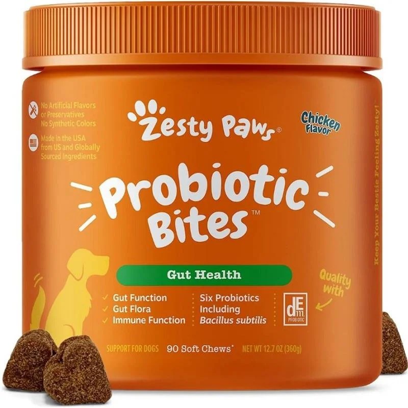 Zesty Paws Probiotic Bites Digestion Supplement for Dogs, 90 soft chews