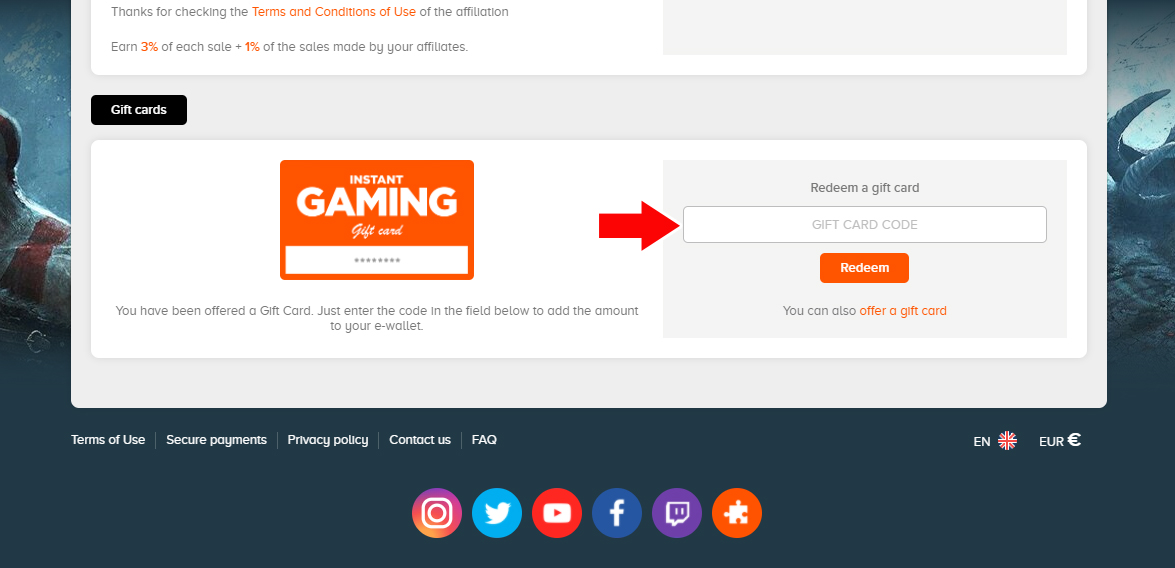 How to Redeem Instant Gaming Gift Cards