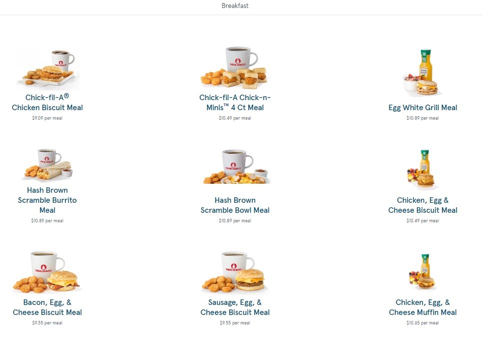 ChickFilA Breakfast Menu Prices 2022 at Helen Cool blog