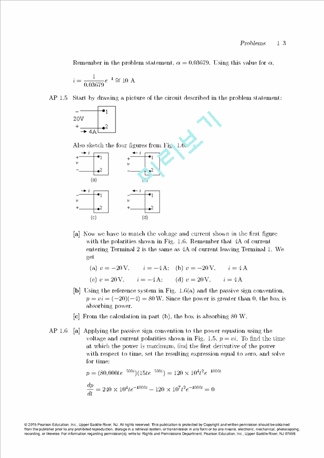 Electric Circuits 10th edition Solutions(회로theory 10판 solution(솔루션