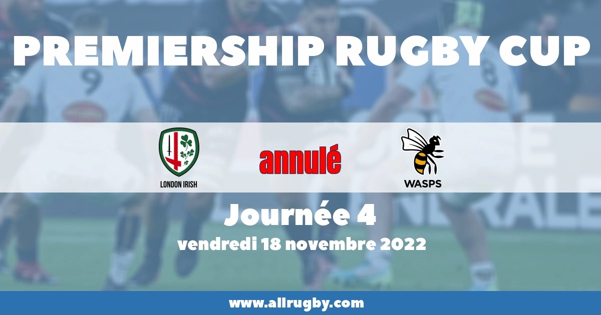 Résultat London Irish Wasps, 18/11/2022 Premiership Rugby Cup