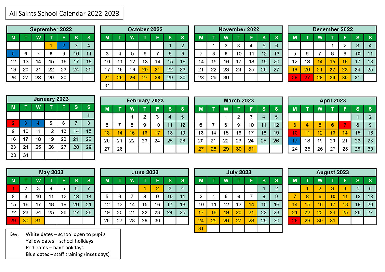 Queen Of All Saints School Calendar Year 2024-2025 Term Dates All Saints School, Lessingham