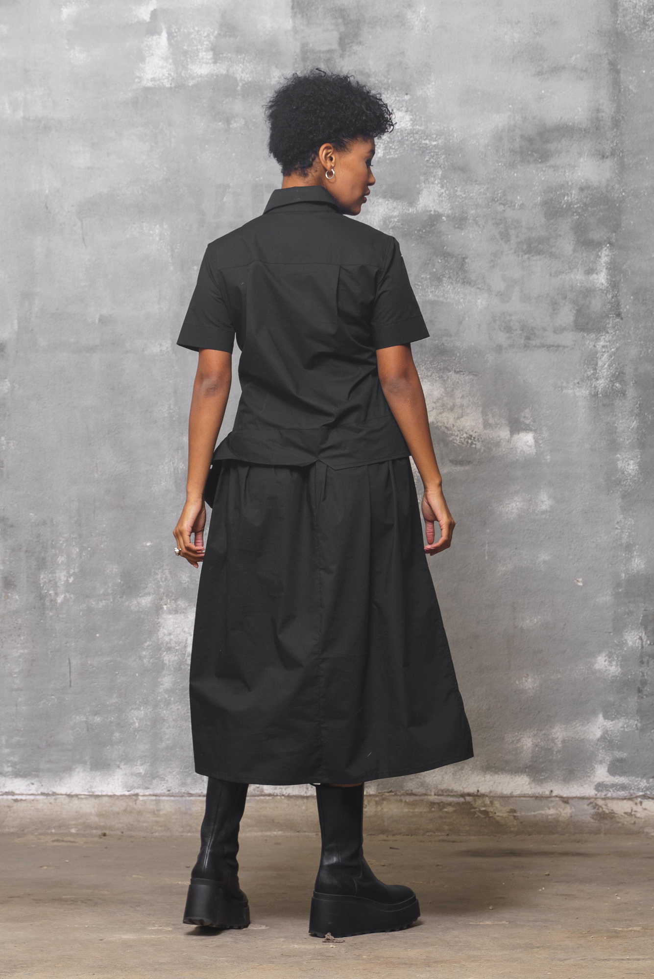 Black Midi Cotton Dress ALLSEAMS