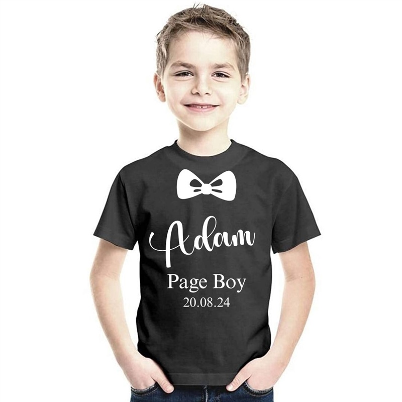 Wedding Page Boy Dickie Bow TShirt Black