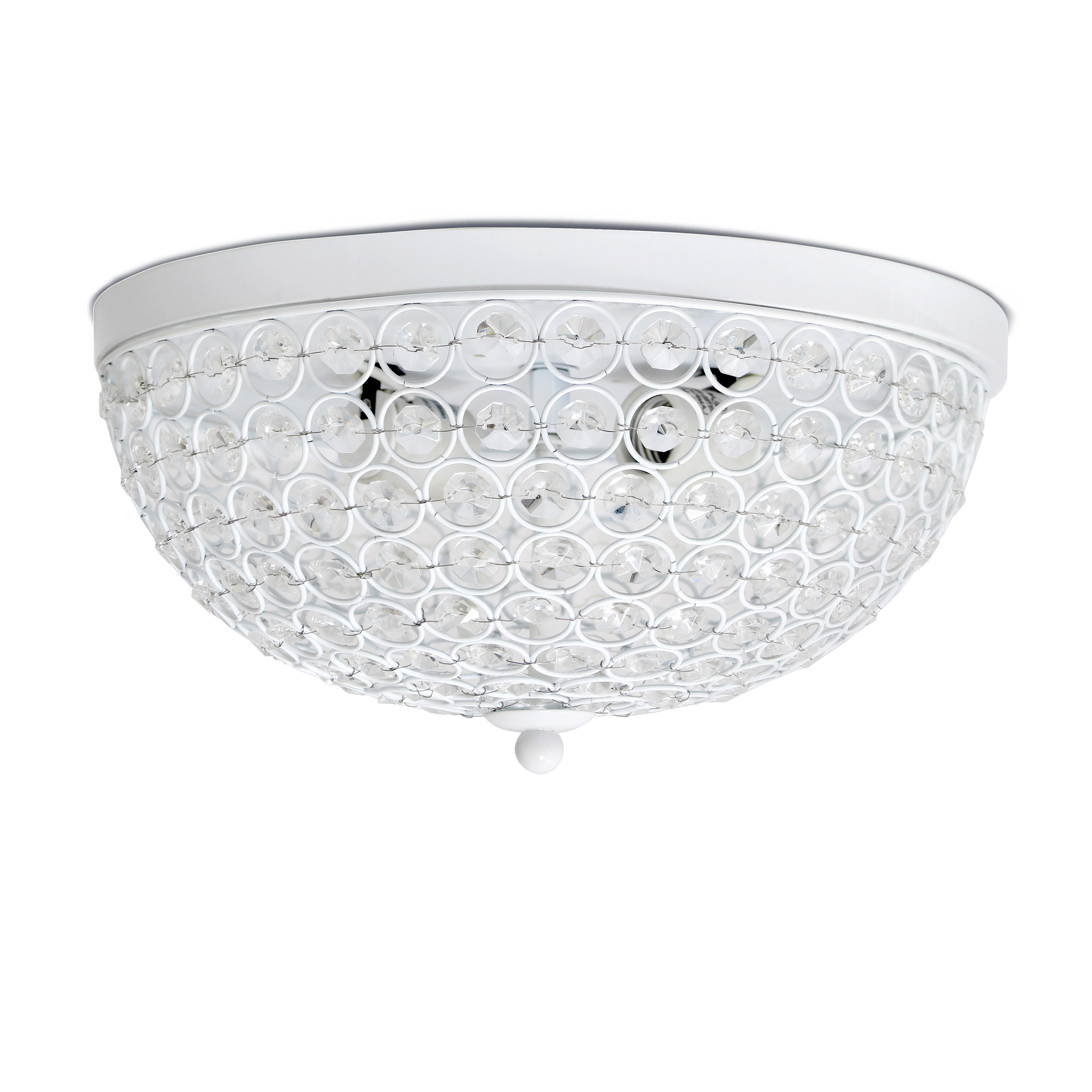 Elegant Designs 2 Light Elipse Crystal Flush Mount Ceiling Light, White