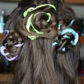 Love romantic, messy hair? Check out my review of the NuMe 32mm wand & my hair tutorial for this spring braided sequin ribbon rosette hairstyle! Perfect hair idea for kids too! Pretty & soft- & super easy to recreate! Check out more hair, makeup, & nail art posts on All Things Beautiful XO