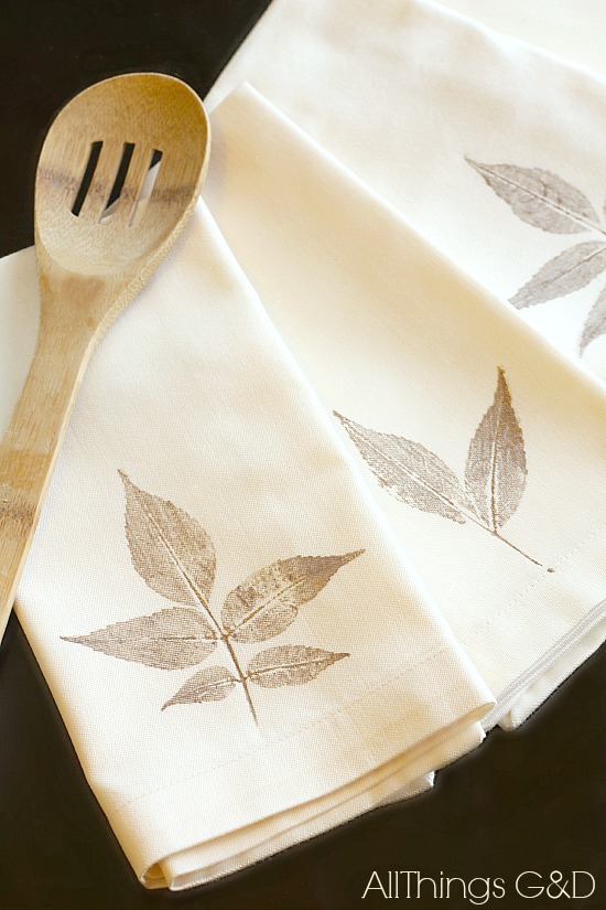 DIY Leaf Stamped Napkins All Things G&D