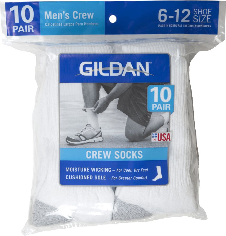 180 Units of Gildan Mens White Crew Socks Mens Crew Socks at