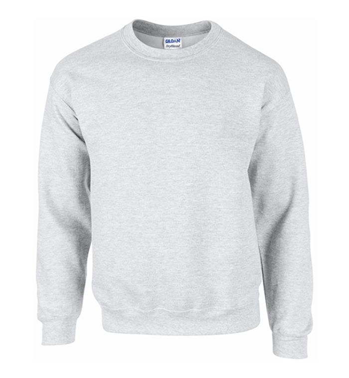 12 Units of Gildan Unisex Ash Grey Crew Neck Sweatshirt, Size Xlarge Mens Sweat Shirt at