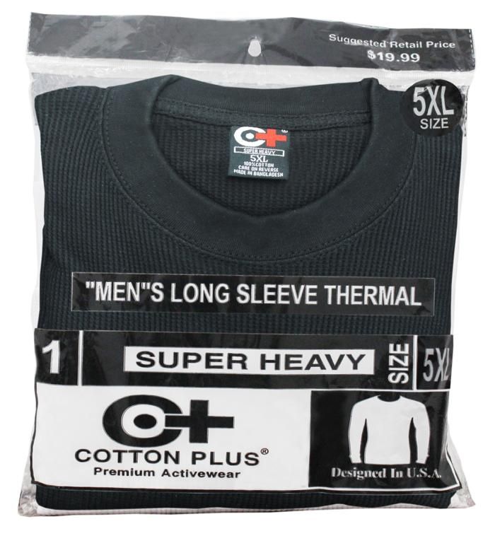 24 Units of Men's Black Heavyweight Thermal Top, Size 3xl Mens