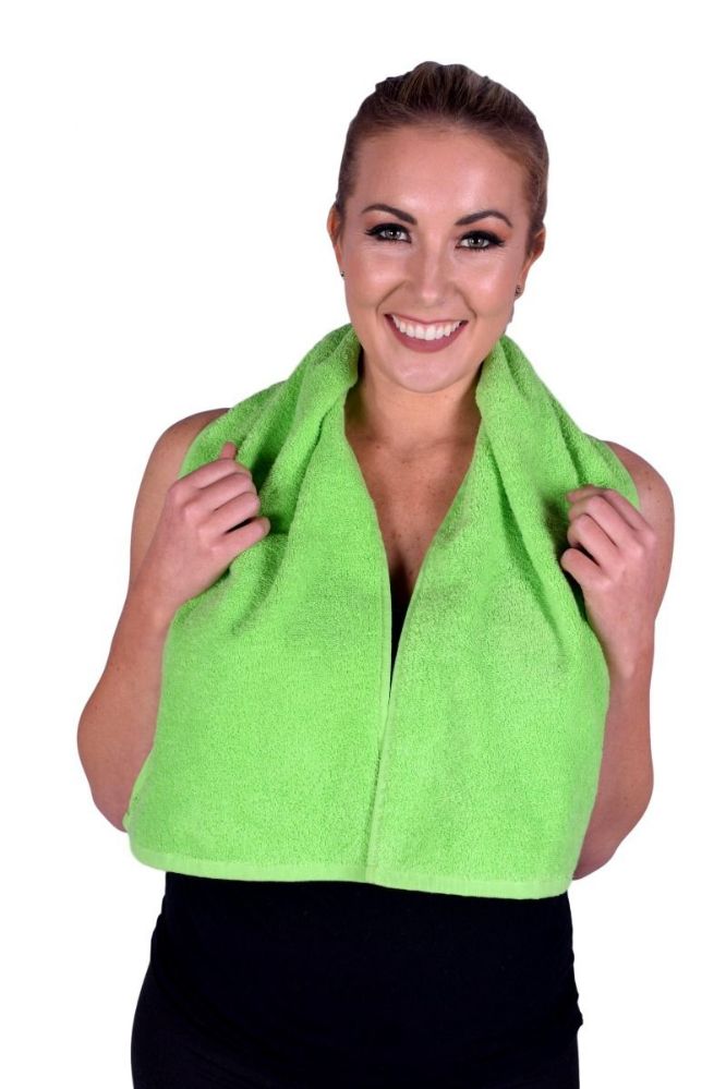 6 Units of Towel Lime Green Terry Cotton Gym And Fitness Towel 6 Pack
