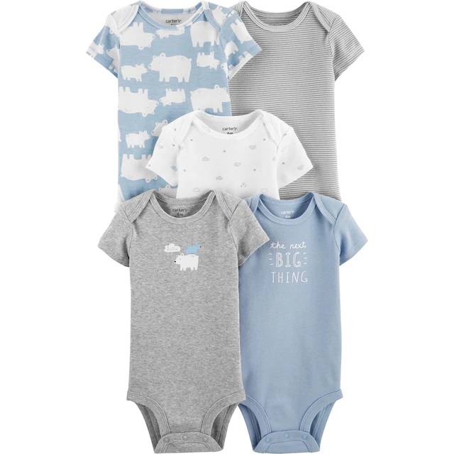 Kohls Baby Boy Carter's 5Pack Blue Prints Original Bodysuits 14.