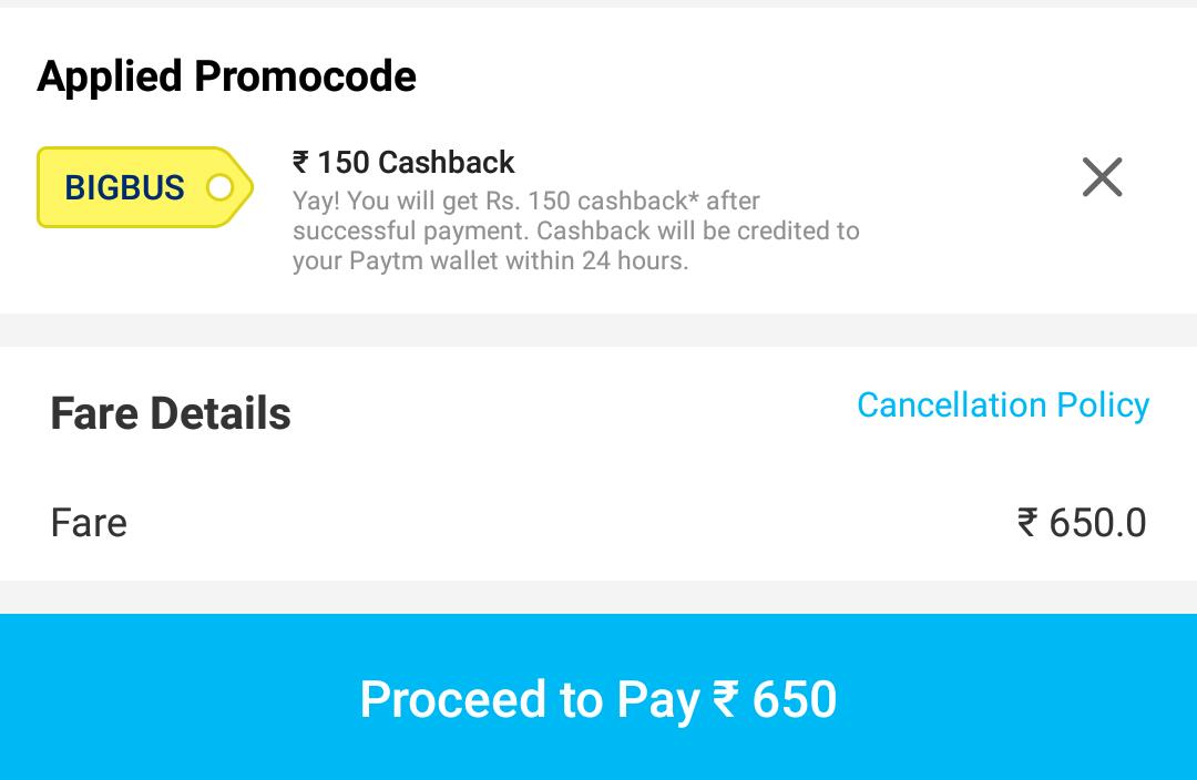(Over) Paytm Get 100 cashback (up to Rs 150) on Bus ticket bookings