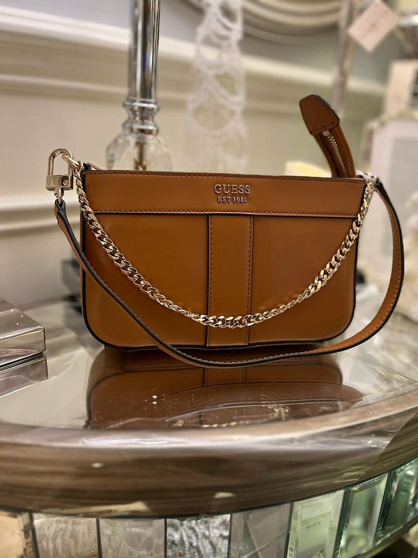 GUESS Katey Mini Top Zip Shoulder Bag Cognac Allure Online Shop