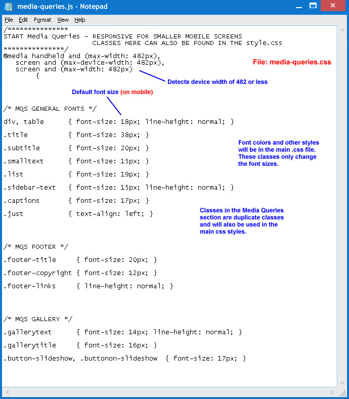 Media Queries Visual File Sample