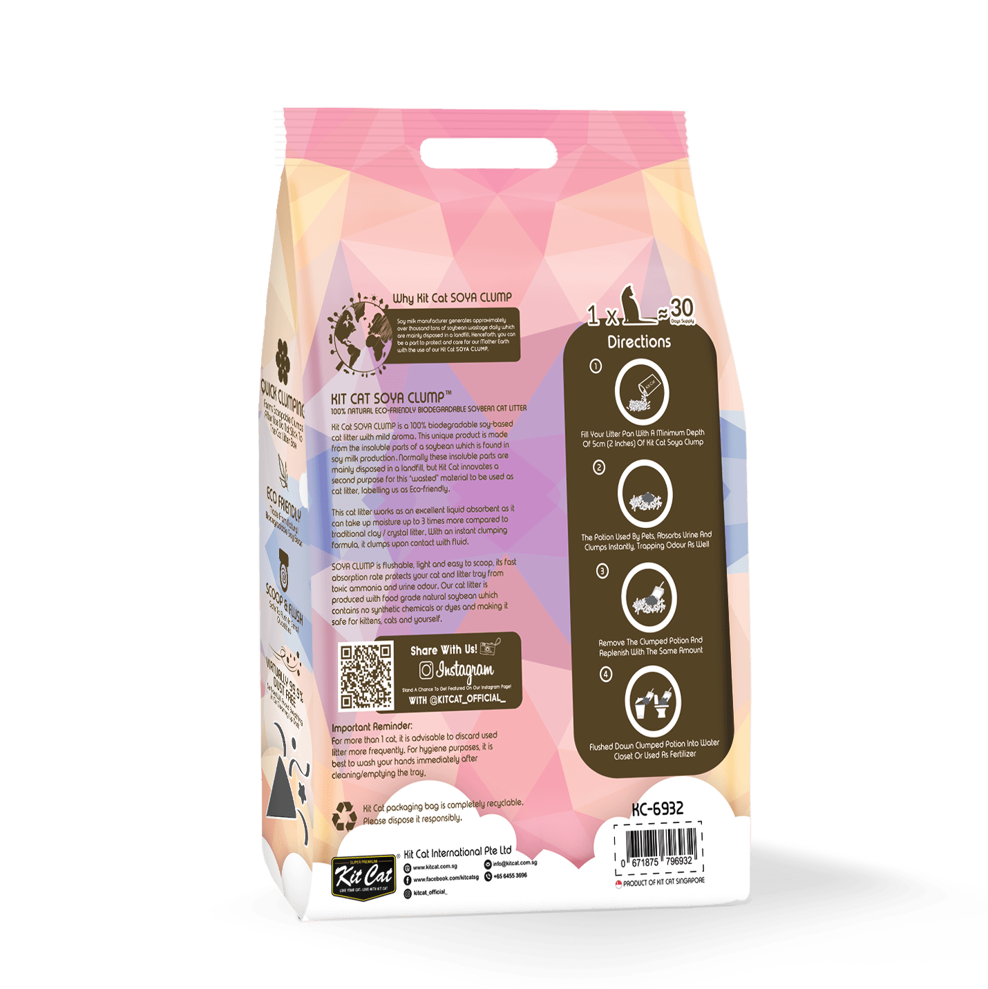 Kit Cat SoyaClump Soybean Litter 7L (Confetti) All With Love