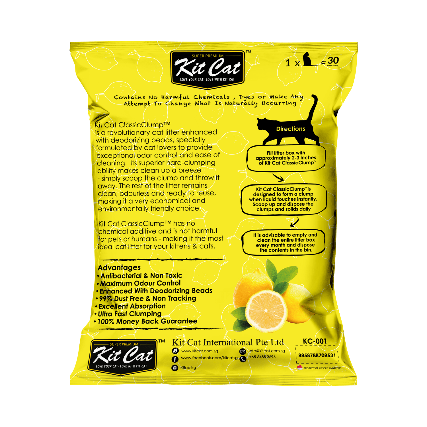 Kit Cat Classic Clump 10L/7kg (Lemon) All With Love