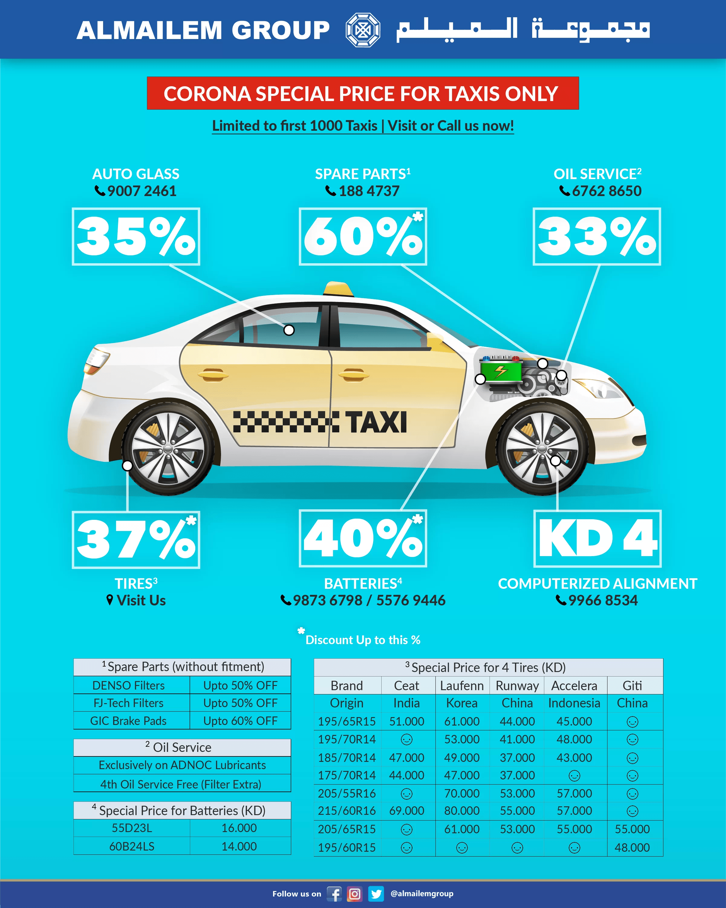 Corona Special Price For Taxis Only AlMailem Group