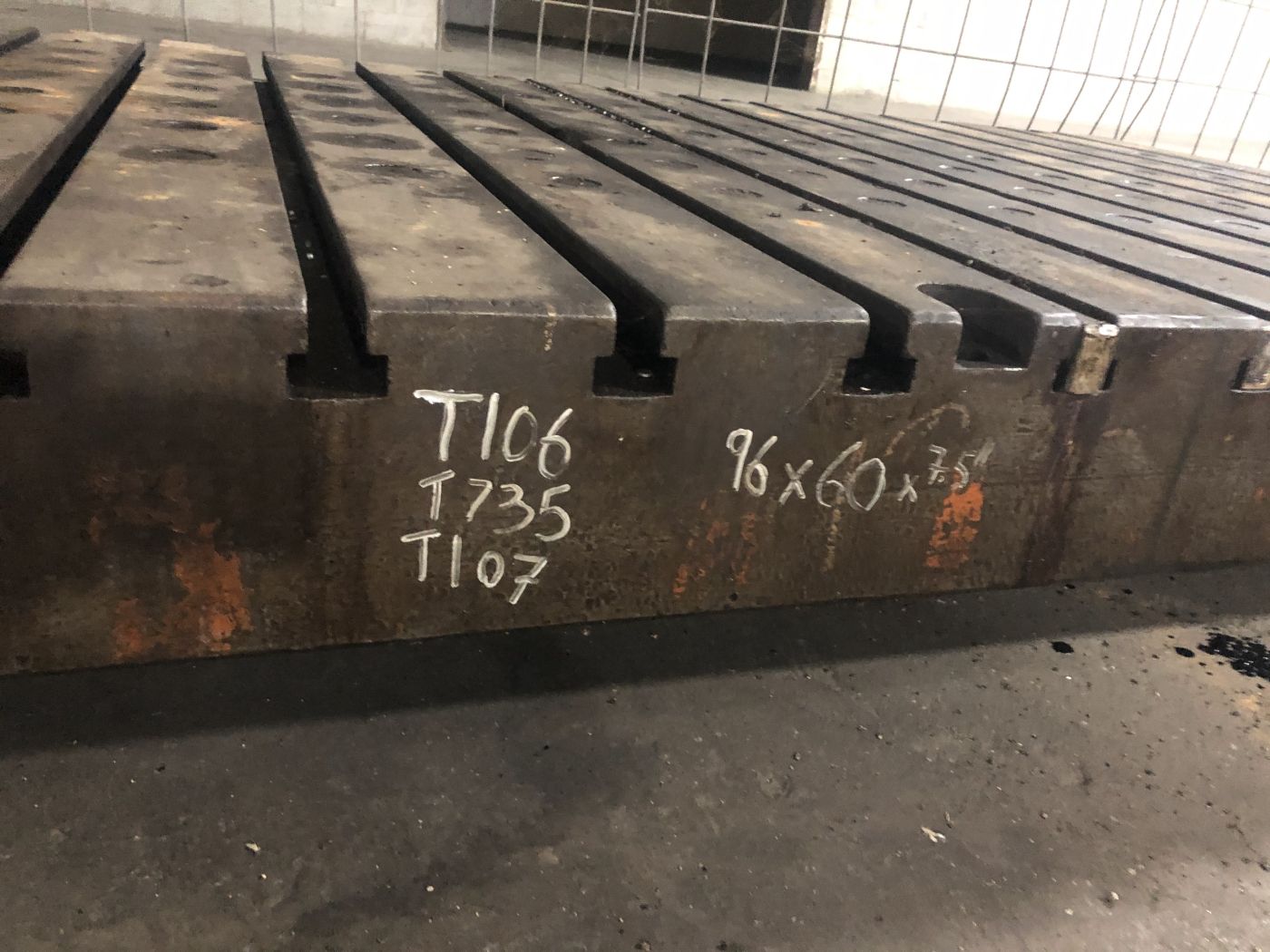 96" x 60" T Slotted Bolster Plate for Sale 7.5" Thick (T735)