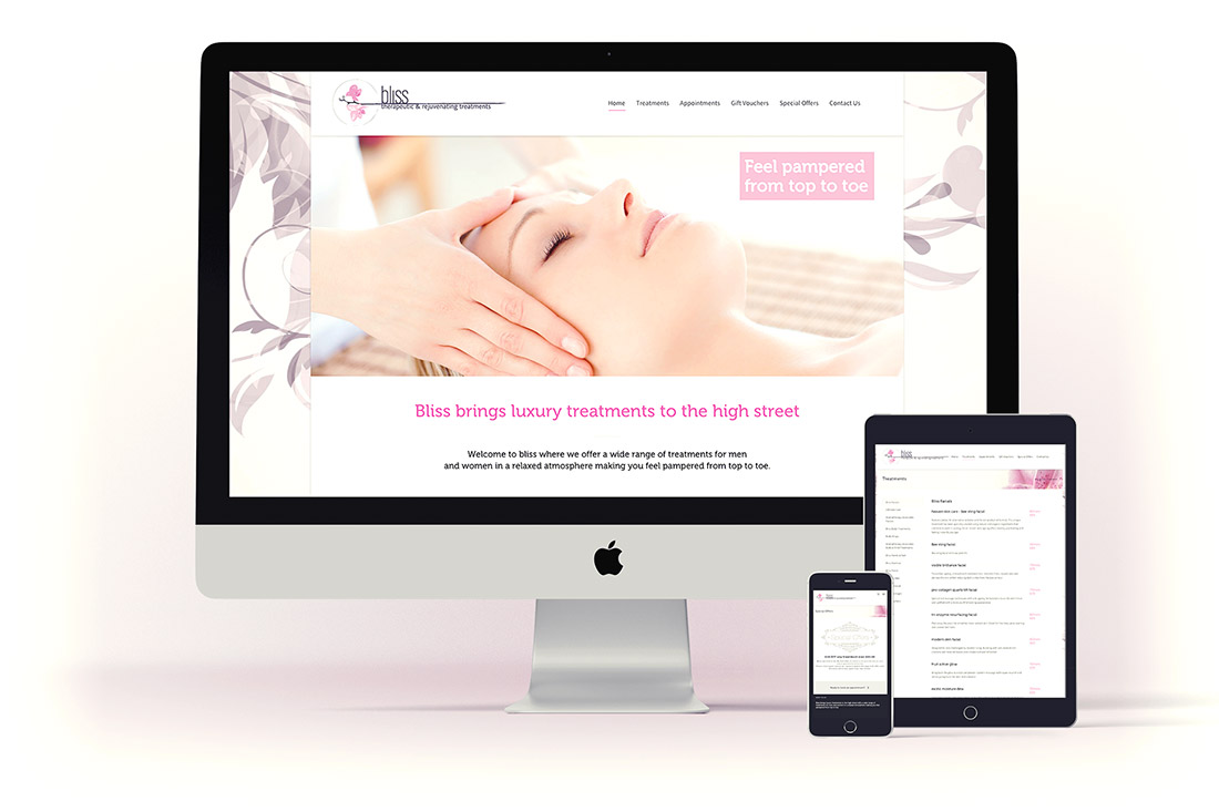 Bliss Beauty website design and branding project Web Design