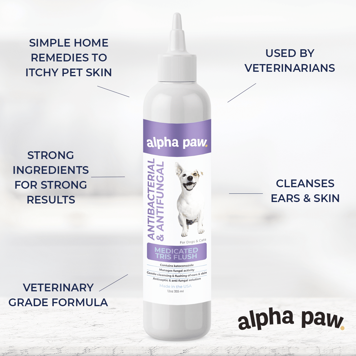 Antibacterial & Antifungal Medicated Ear Flush Alpha Paw