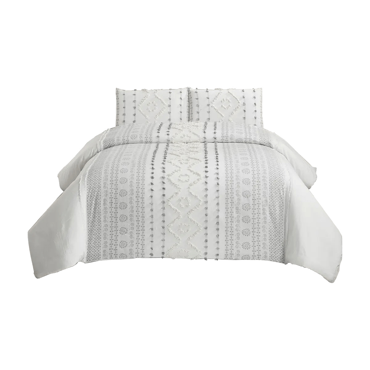 Popular White Boho Comforter Set Stripe Jacquard Comforter Set Alpha