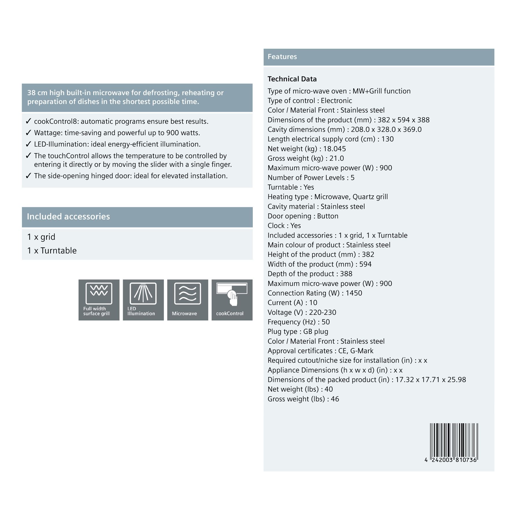 SIEMENS Builtin Microwave BE555LMS0M Al Salam Kitchen ET