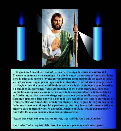 SAN JUDAS TADEO SANTO DE LAS CAUSAS IMPOSIBLES ENCIENDE UNA VELA EN EL