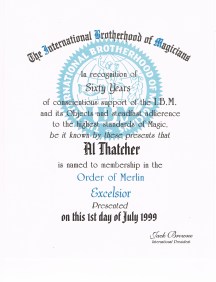 International Brotherhood of Magicians Order of Merlin Excelsior