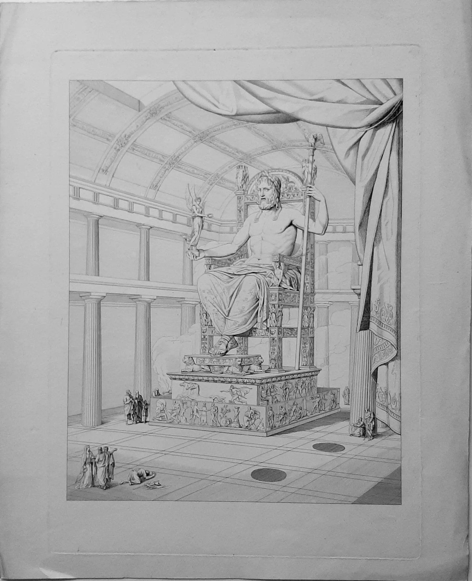Quatremèredequincy Statue chryséléphantine Zeus gravure au trait