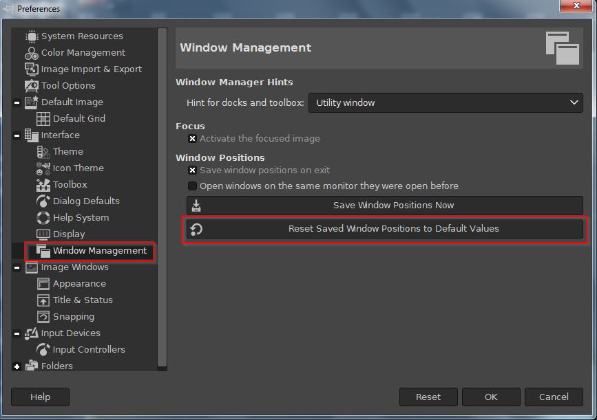ALT Technical Consulting GIMP Reset windows to default