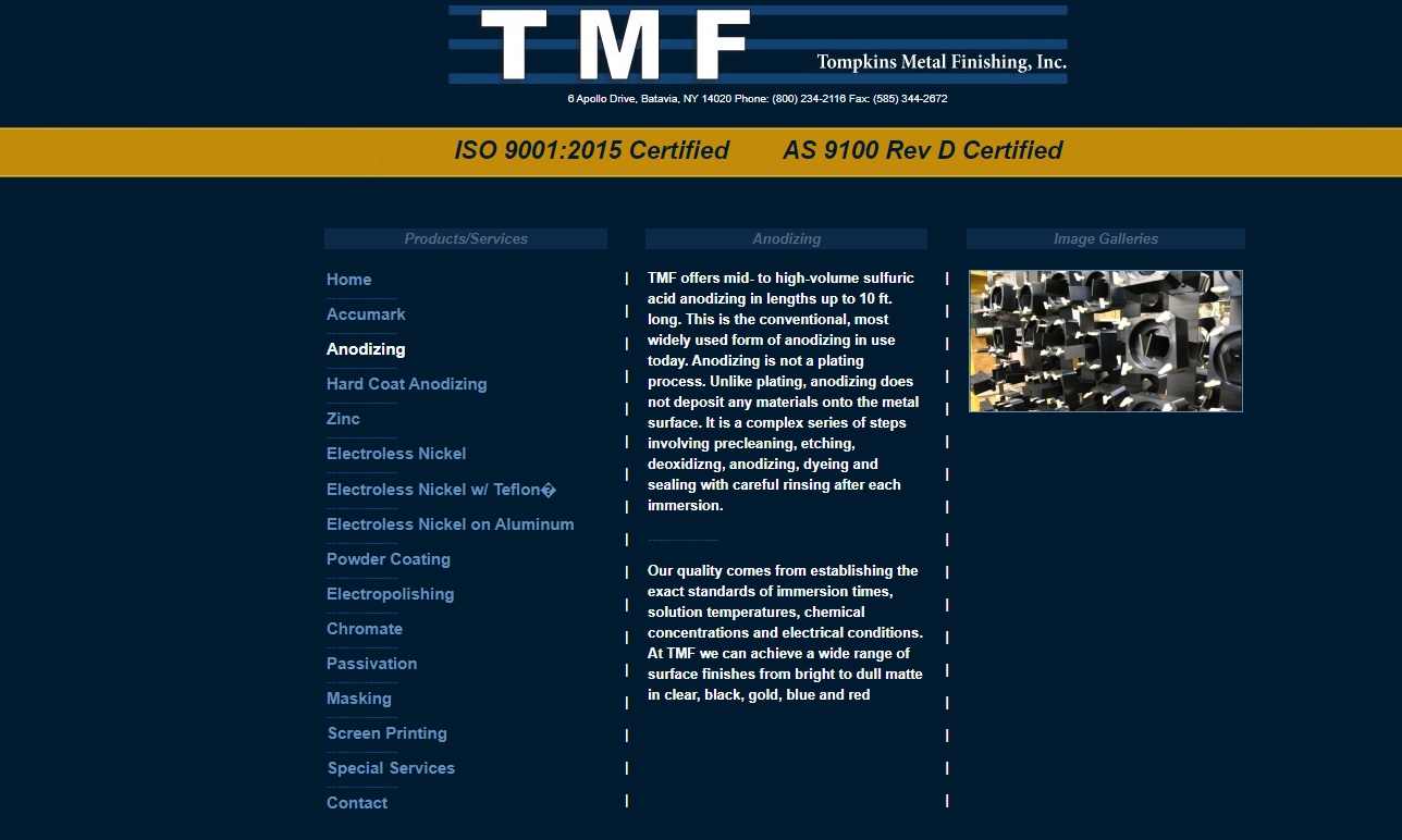 Tompkins Metal Finishing, Inc. Aluminum Anodizing Companies