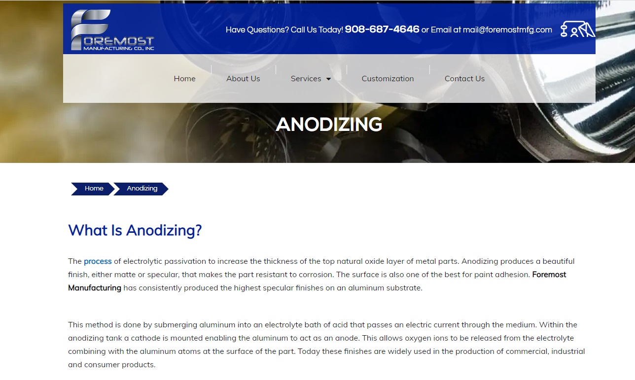 Foremost Manufacturing Aluminum Anodizing Companies