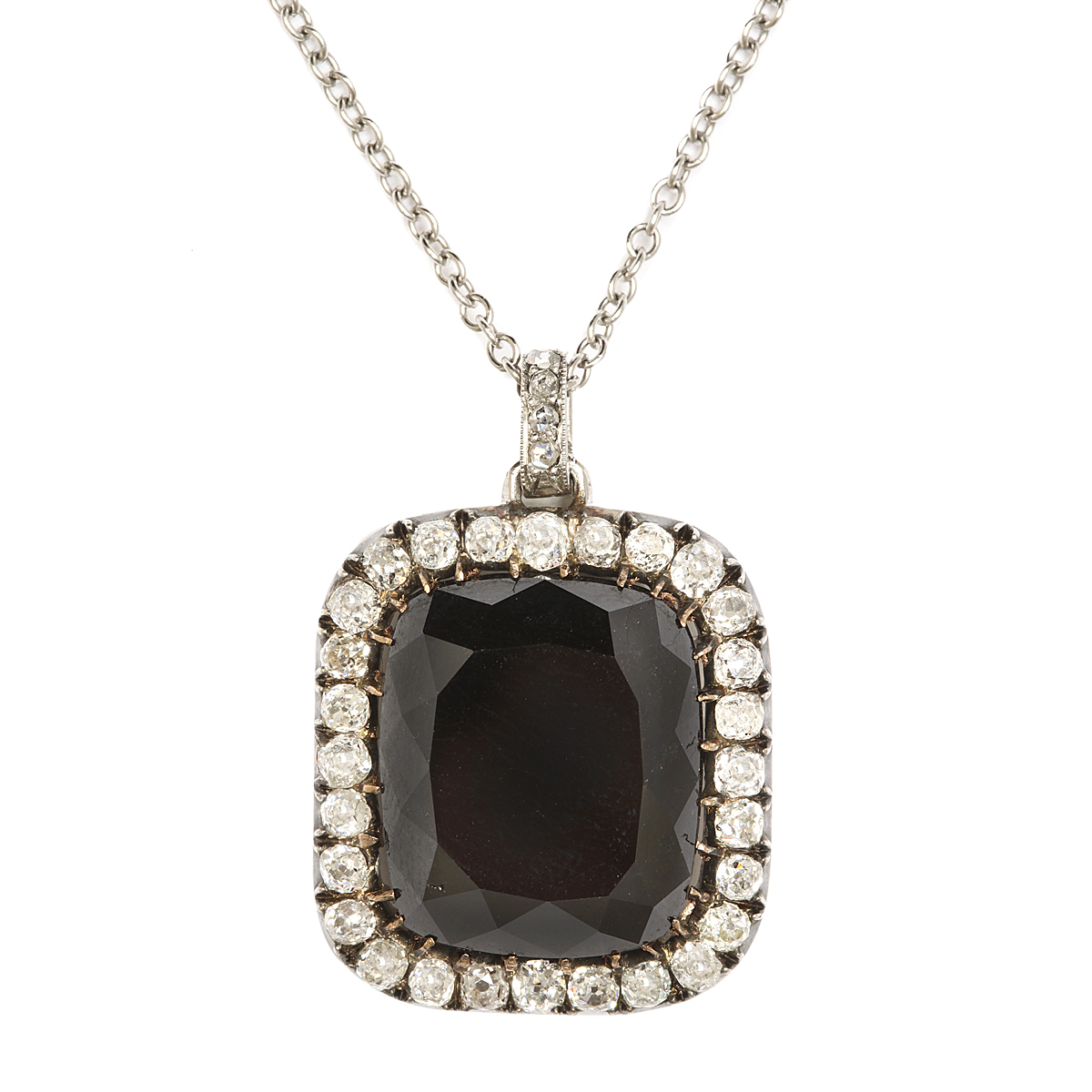 Victorian Black Diamond Pendant Black diamond and oldmine diamond