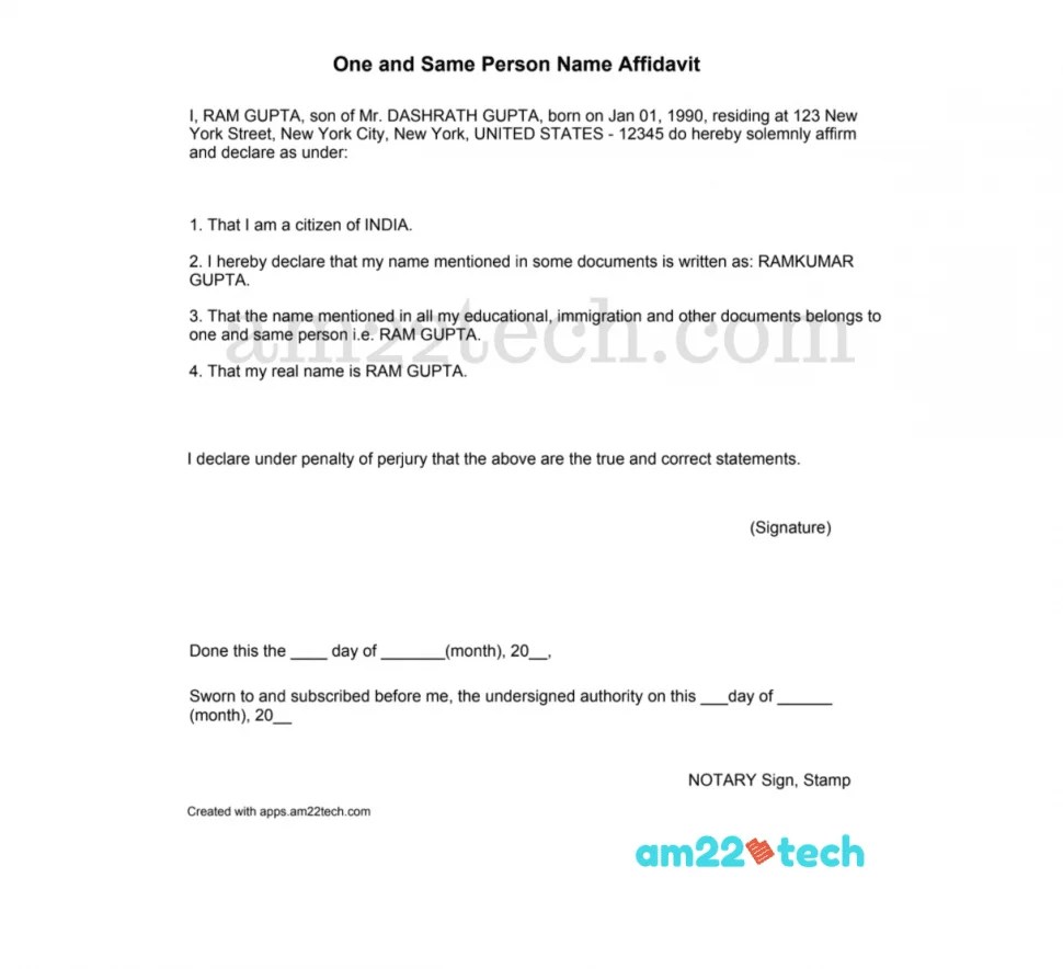 Statutory Declaration Template Word Document