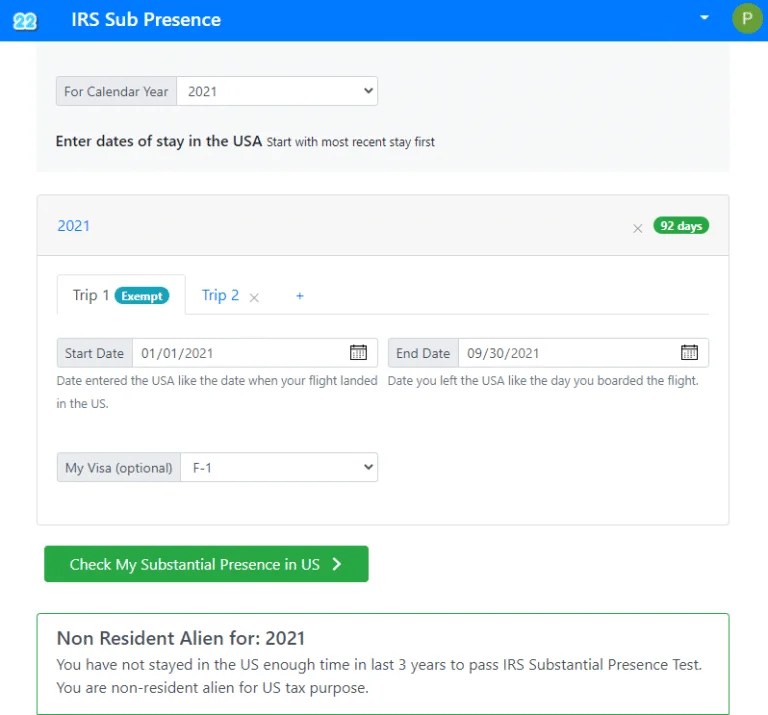 IRS Substantial Presence Test Calculator (With App) AM22 Tech