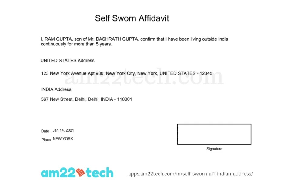 Self Sworn Affidavit for Indian Passport PDF?) India
