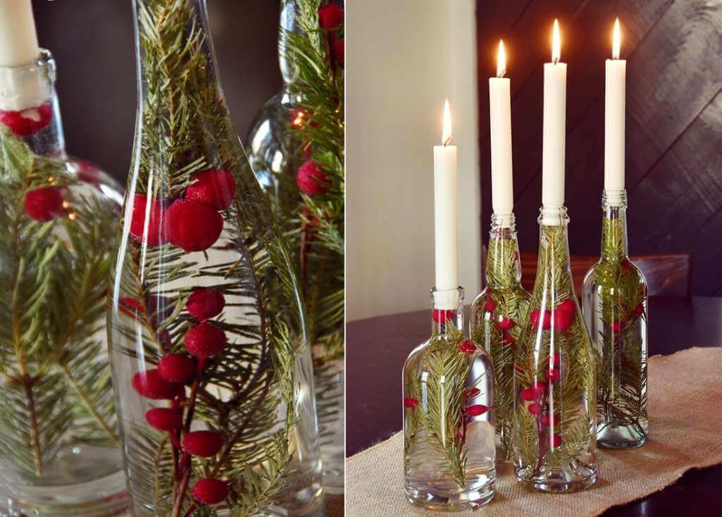 Glass Bottle Christmas Decor Ideas