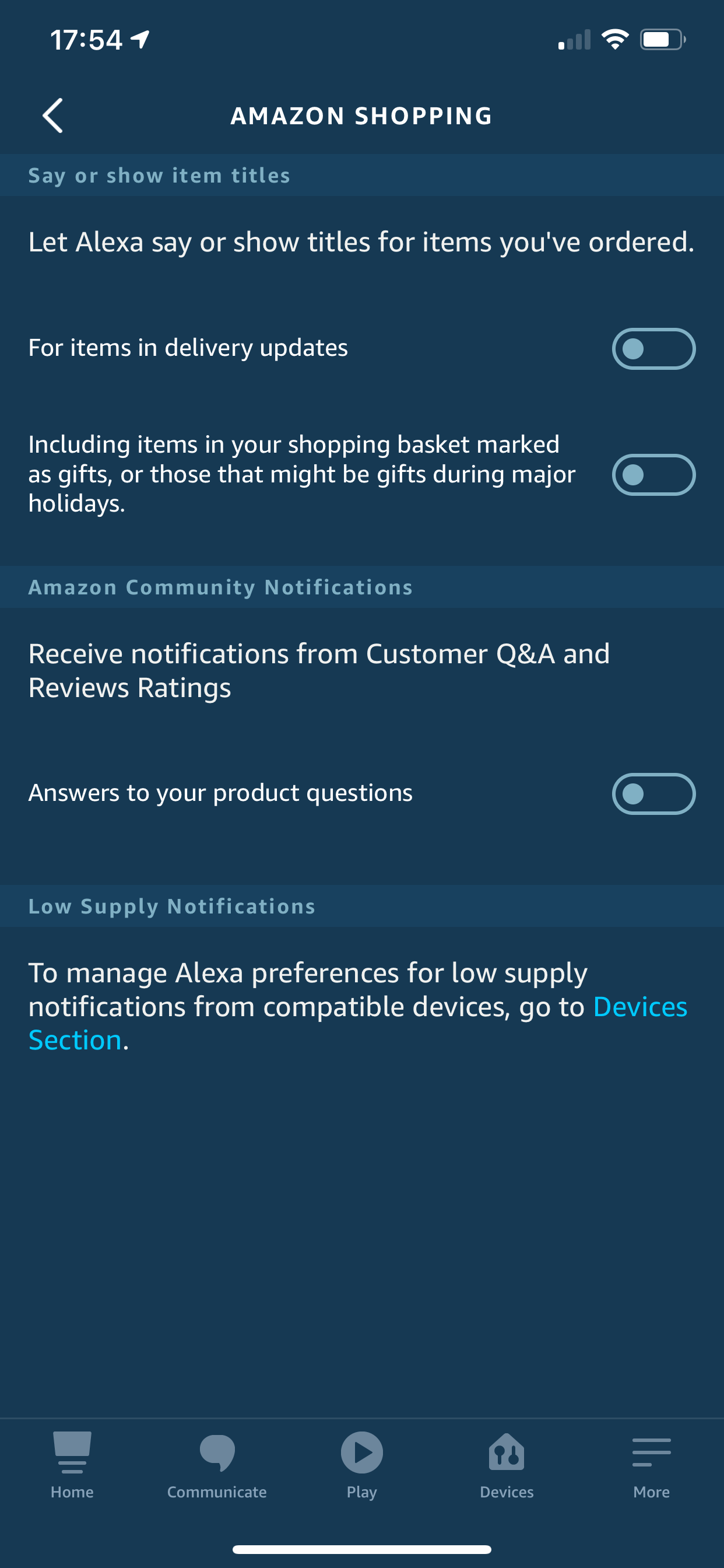Cant turn off Amazon delivery notifications