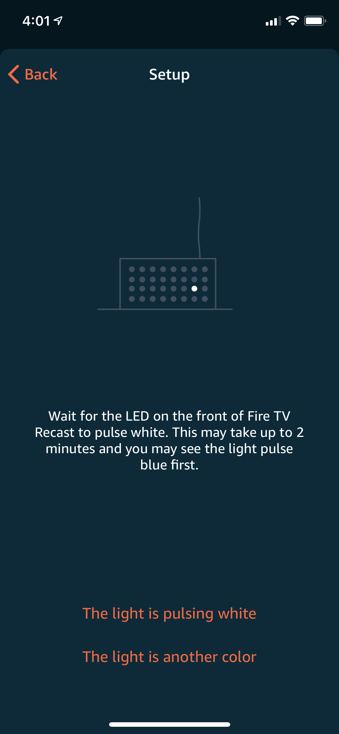 What do the different color lights on the recast mean?