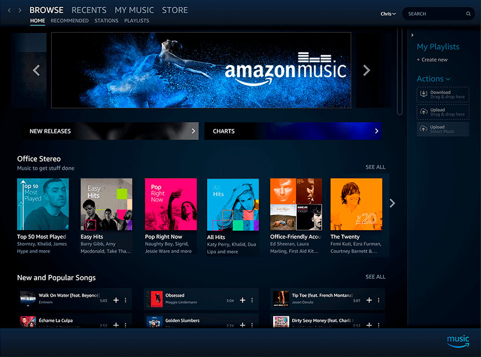 The current amazon music app for computer does not have the playlist or