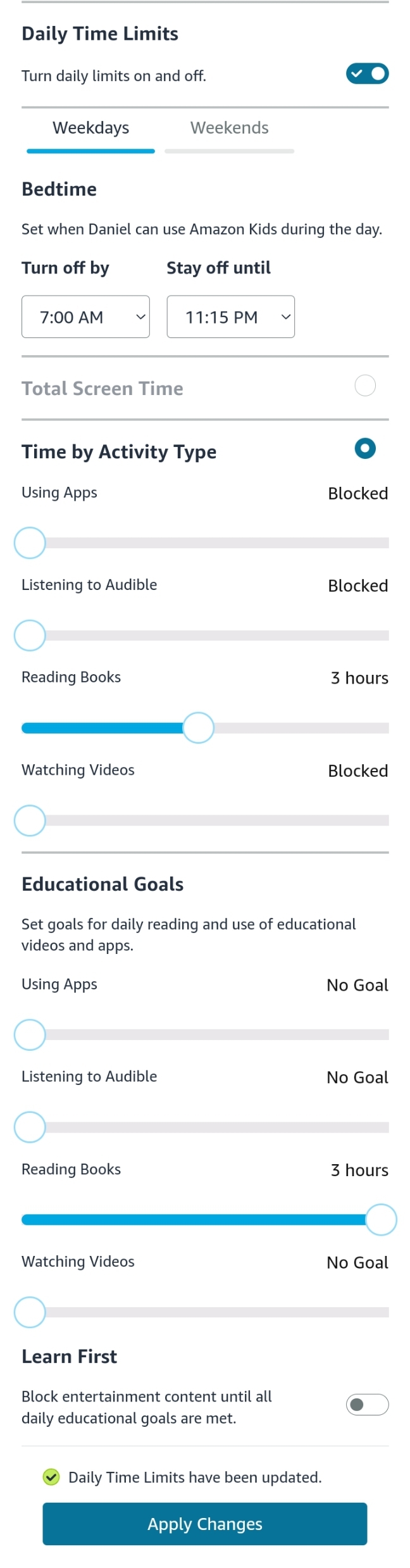 How to turn off bedtime on Kindle Paperwhite (10 th Generation)?