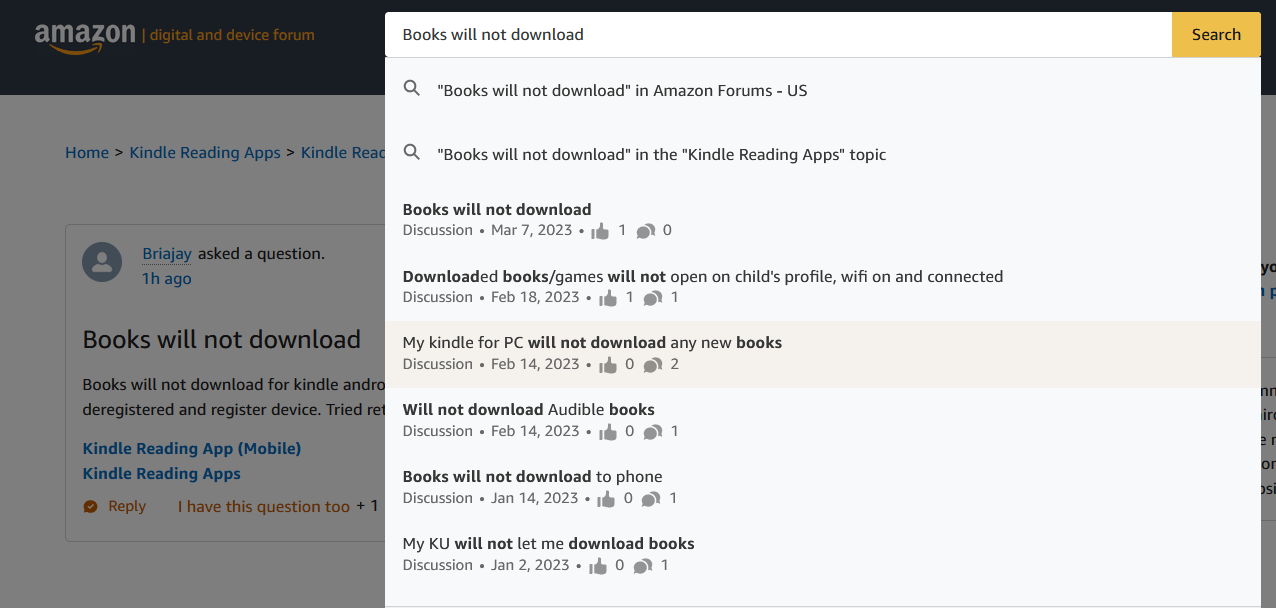 Books not downloading on Kindle for Android