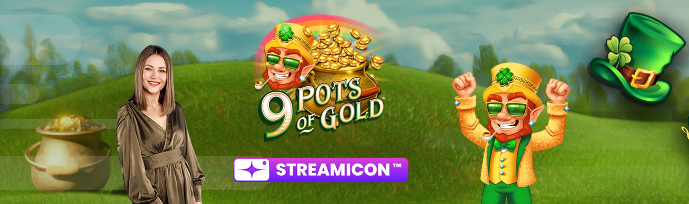 9 Pots of Gold Live Play Real Money Casino Game