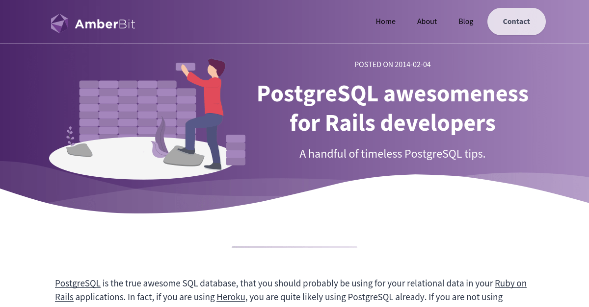 PostgreSQL awesomeness for Rails developers AmberBit Sp. z o. o.