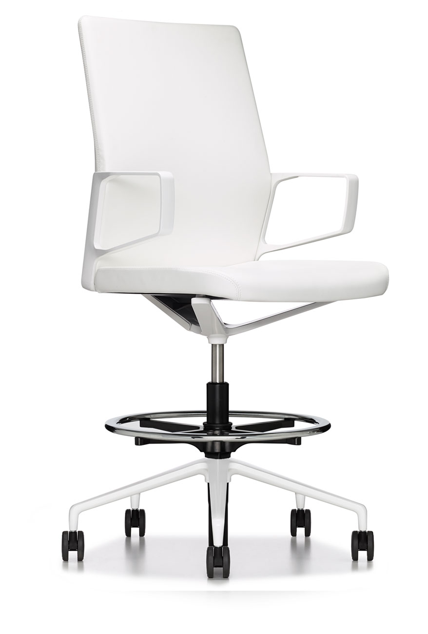 White Modern Premium Executive Drafting Chair Ambience Doré
