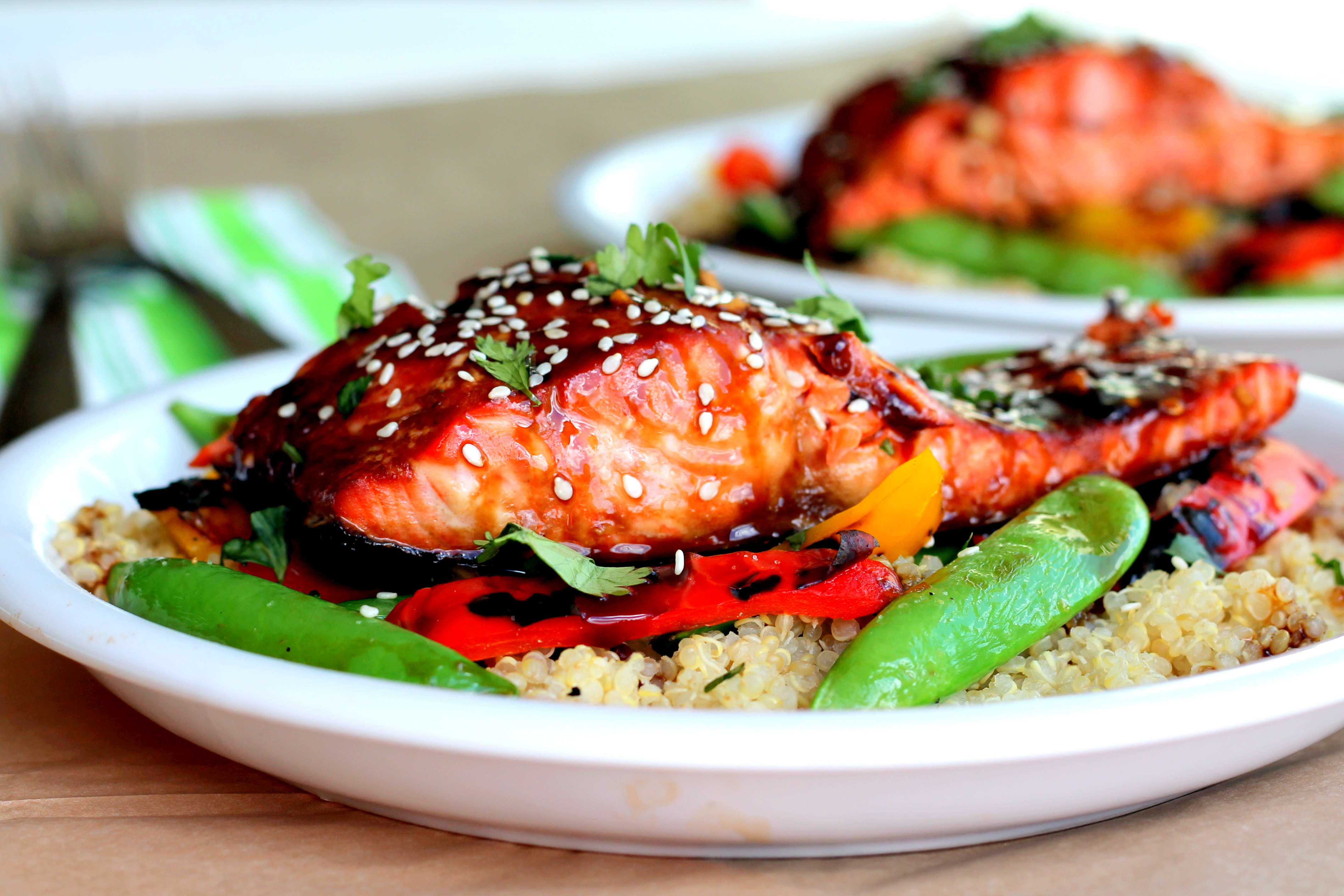 Sesame Ginger Teriyaki Salmon with Quinoa Stir Fry Ambitious Kitchen