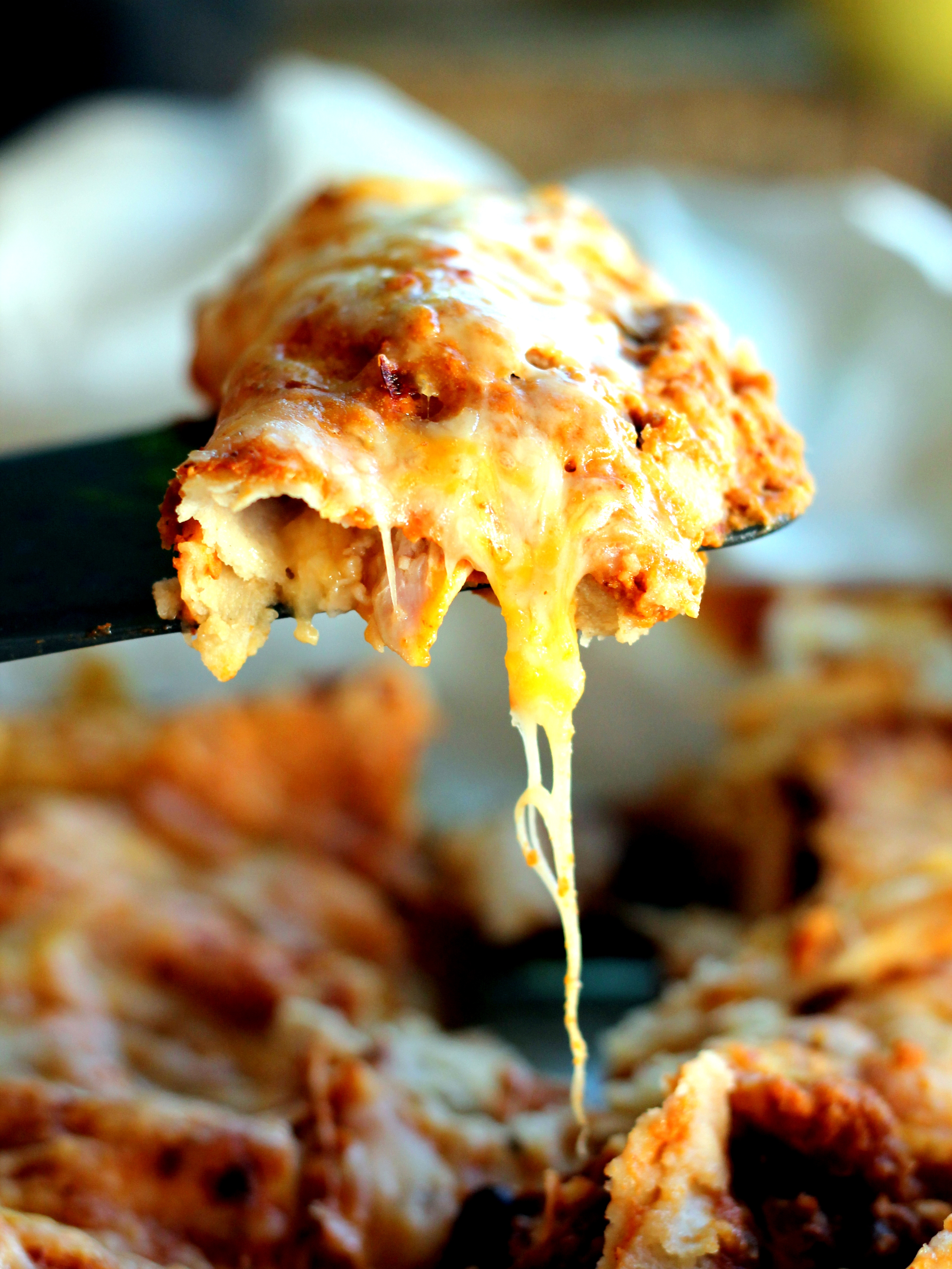 Spicy Black Bean Chicken Enchiladas with Pumpkin Sour Cream Sauce