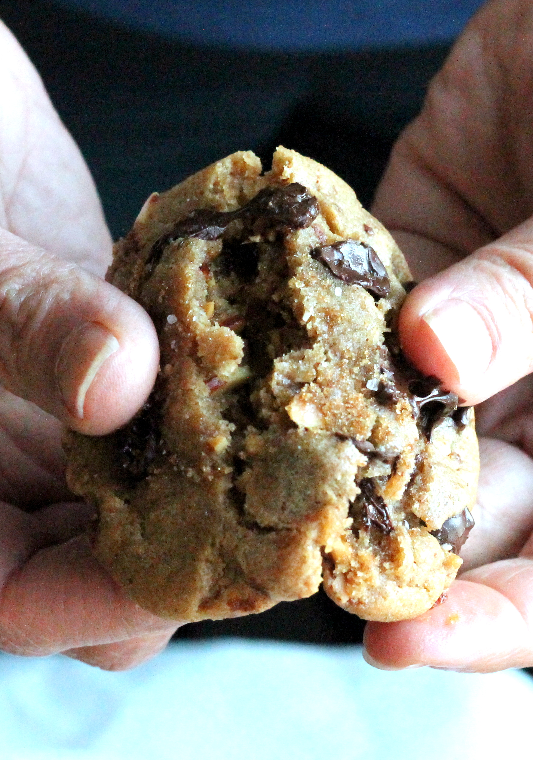 Brown Butter & Toasted Almond Dark Chocolate Chip Cookies with Sea Salt